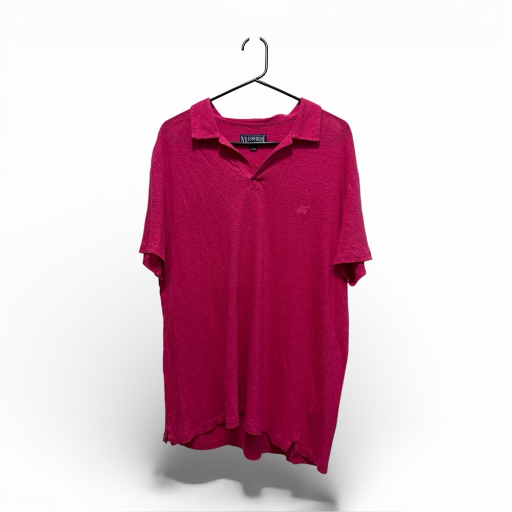 Vilebrequin Men's‎ Hot Pink 100% Linen Polo Lightweight Size XXL